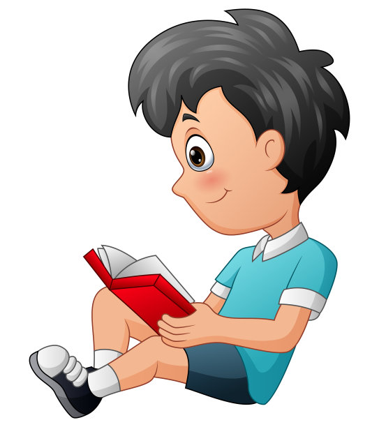 可爱的男孩坐着看书图片下载