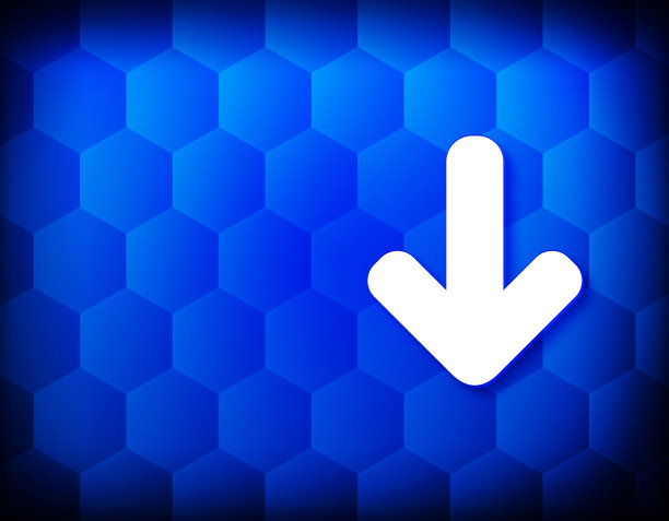 下载箭头图标六边形创意抽象蓝色背景无缝六边形插画设计图片下载