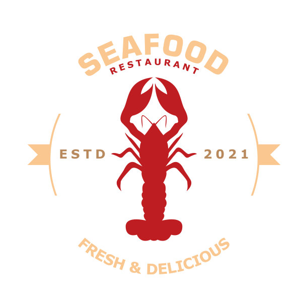 龙虾海鲜餐厅标志矢量图形插图图片下载