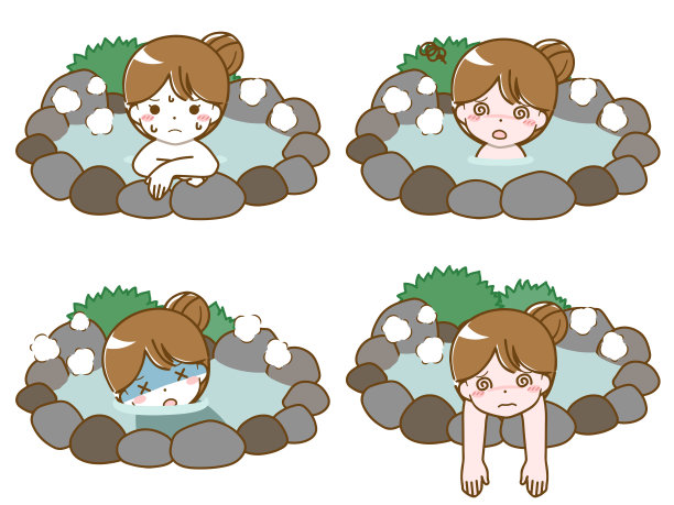 年轻女子在温泉里生病了图片下载