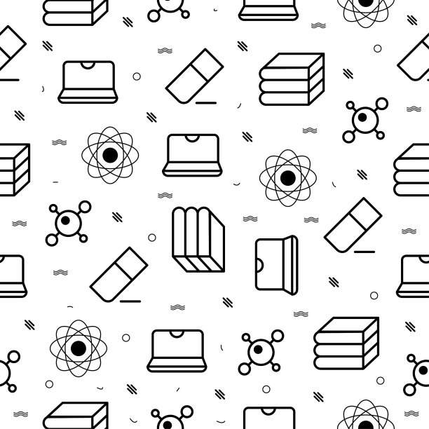 无缝图案元素手绘集合大学学校学习矢量设计风格背景年级教育学习书笔记本橡皮微生物插图图标图片下载