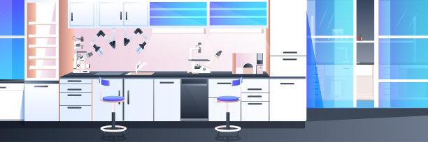 空无人化学研究实验室配备不同设备科学家工作场所科学教育理念图片下载