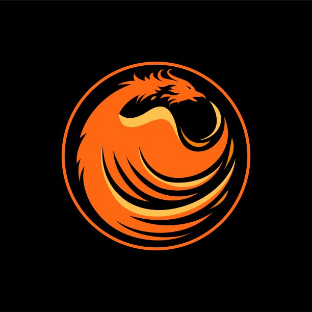飞翔的圆形凤凰鸟象征品牌标识图片下载