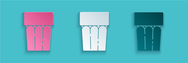 剪纸玻璃与水的图标隔离在蓝色图片下载