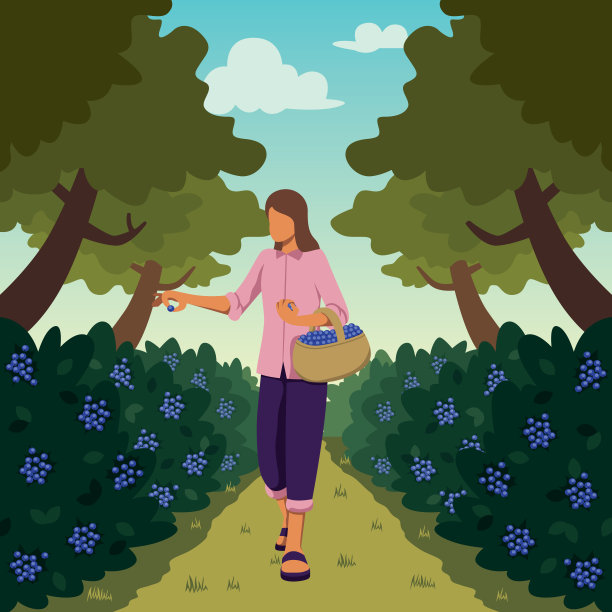 森林里摘水果图片下载