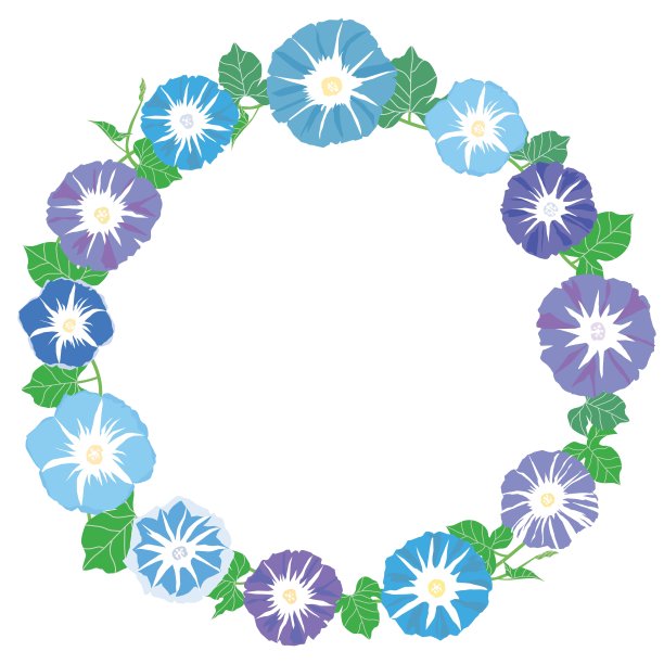 蓝色牵牛花的圆形花架。图片下载
