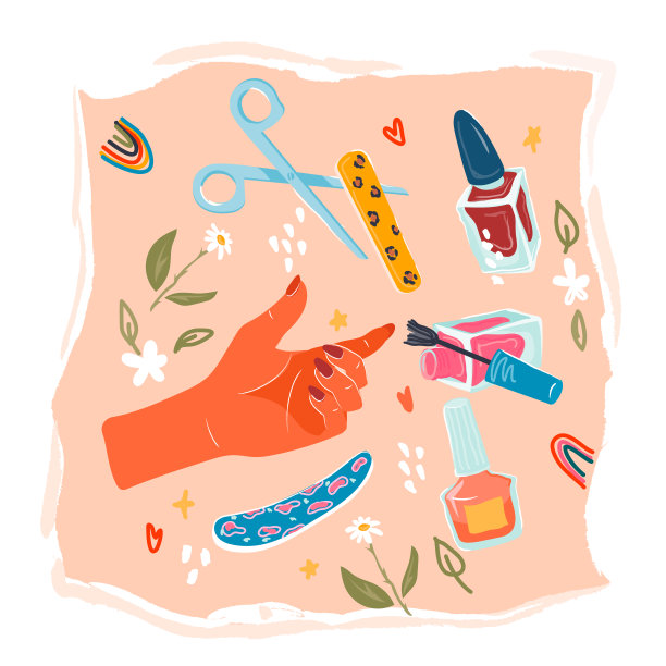 旗帜背景为美甲沙龙或美甲工作室平面矢量隔离。图片下载