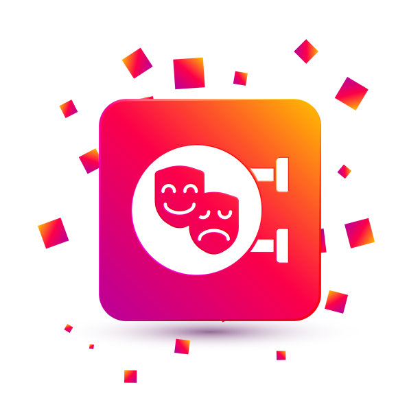 白色喜剧和悲剧戏剧面具图标图片下载