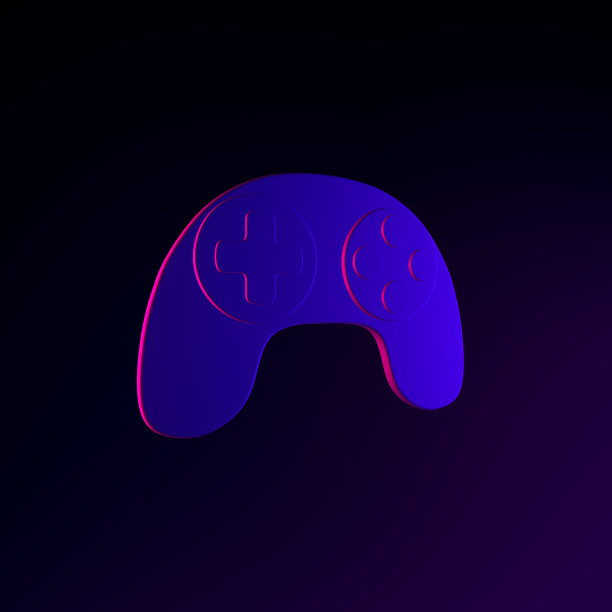 霓虹灯手柄图标。3d渲染界面UI ux元素。黑暗的象征。图片下载