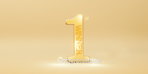 获胜者文本背景第一名的胜利和祝贺信息3D插图图片下载