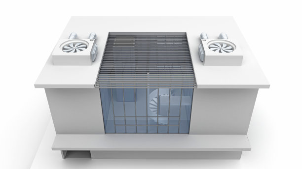 私人住宅建筑有两个屋顶空调图片下载