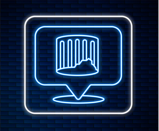 发光的霓虹线古柱图标孤立上图片下载