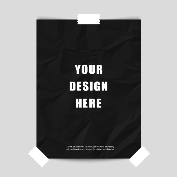 海报模型，黑色皱巴巴的纸图片下载