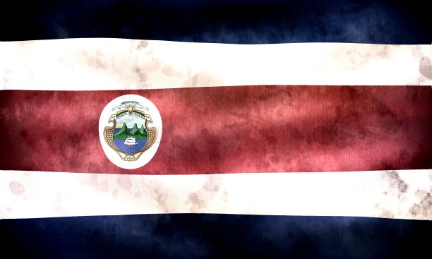 哥斯达黎加旗-现实的摆动织物旗图片下载