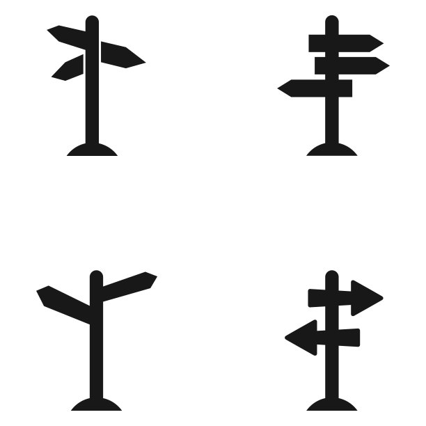 路标图标在平坦风格上的白色。矢量图图片下载