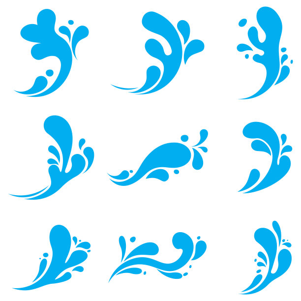 水飞溅图标平面和简单的符号。矢量图图片下载