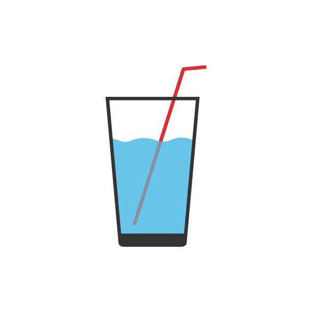 水玻璃图标。平面水杯，饮料符号矢量插图图片下载