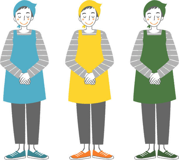 一个穿着围裙把手放在身前的男人。图片下载