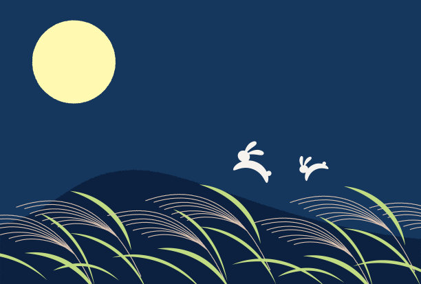 矢量背景与日本赏月节日插图横幅，卡片，传单，社交媒体壁纸等。素材图片