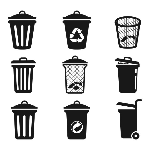 垃圾桶图标矢量插图，黑色插图孤立的图形和网页设计。图片下载