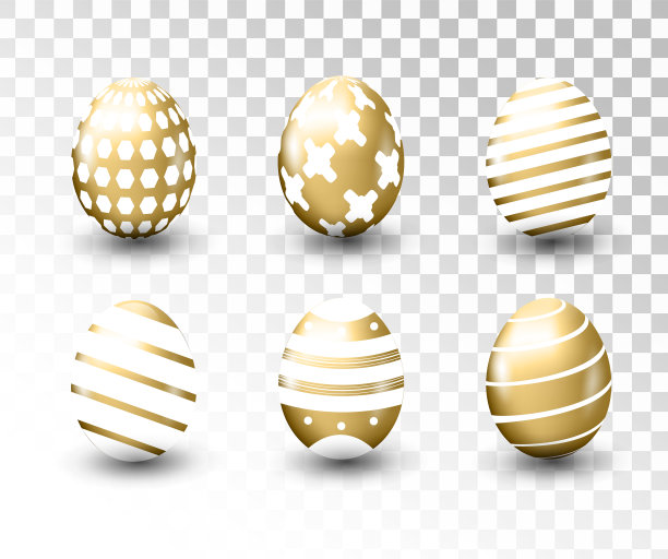 金色复活节彩蛋与图案孤立图片下载