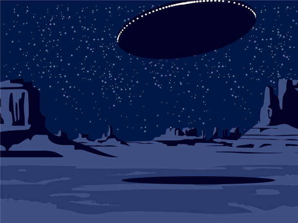 西部夜景与幽谷和不明飞行物图片下载