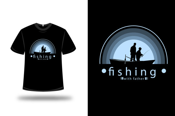 t恤钓鱼与父亲颜色浅蓝色图片下载