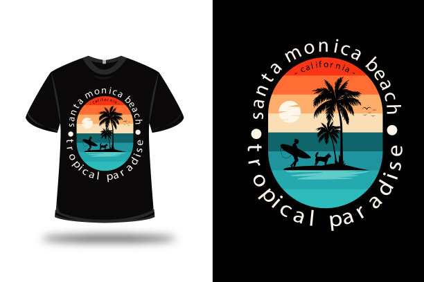 t恤圣塔莫尼卡海滩热带天堂图片下载