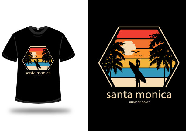 t恤圣塔莫尼卡夏季海滩橙色图片下载