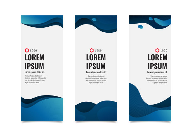 垂直蓝色横幅模板集图片下载