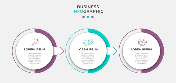 商业信息图设计模板向量与图标和3个选项或步骤。可用于流程图，演示文稿，工作流布局，横幅，流程图，信息图图片下载