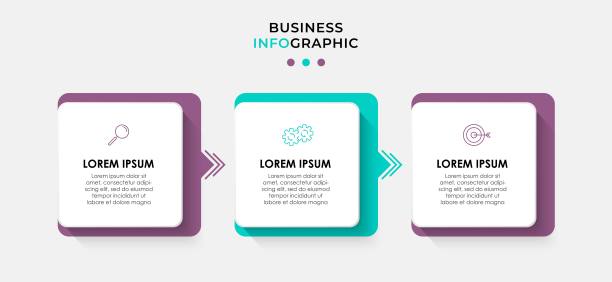 商业信息图设计模板向量与图标和3个选项或步骤。可用于流程图，演示文稿，工作流布局，横幅，流程图，信息图图片下载