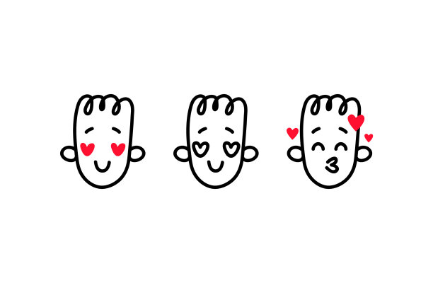 情侣表情包里有可爱的手绘涂鸦脸图片下载