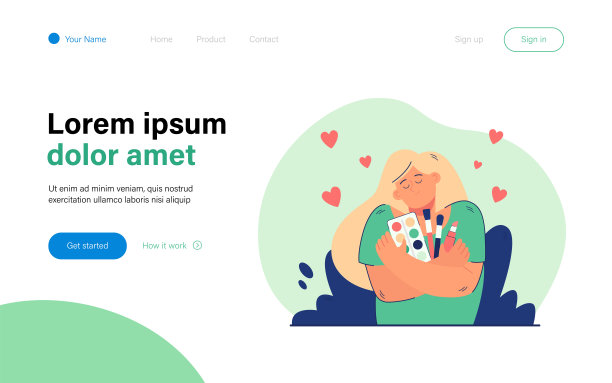 快乐的女孩抱着化妆品图片下载