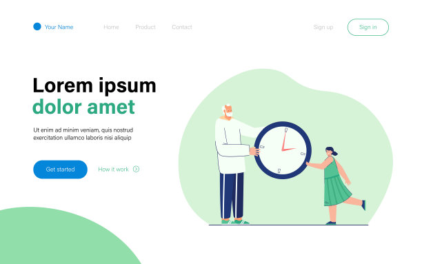 爷爷和小女孩抱着一块巨大的手表图片下载