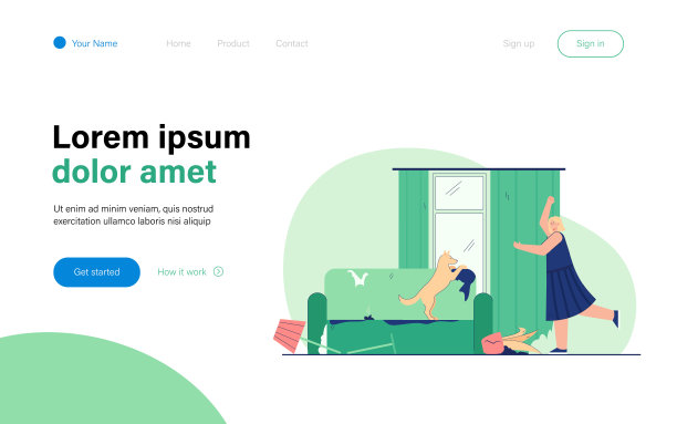 女人对狗弄的脏东西很生气图片下载