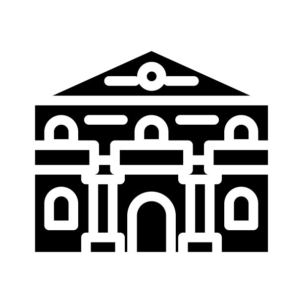 古代房屋字形图标矢量插图图片下载