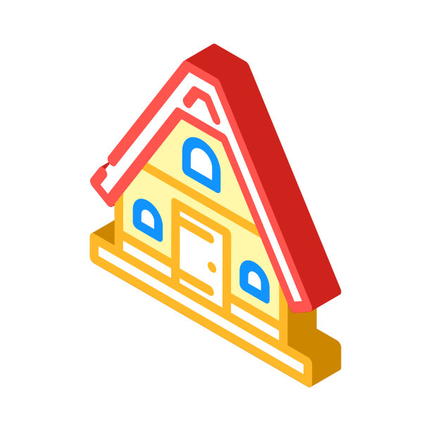 山屋等角图标矢量插图图片下载