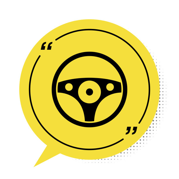 黑色方向盘图标隔离在白色上图片下载