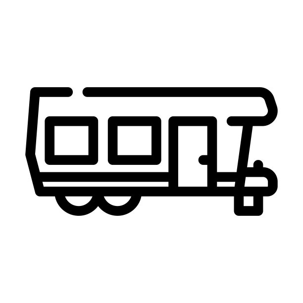 露营房子车轮线图标矢量插图图片下载