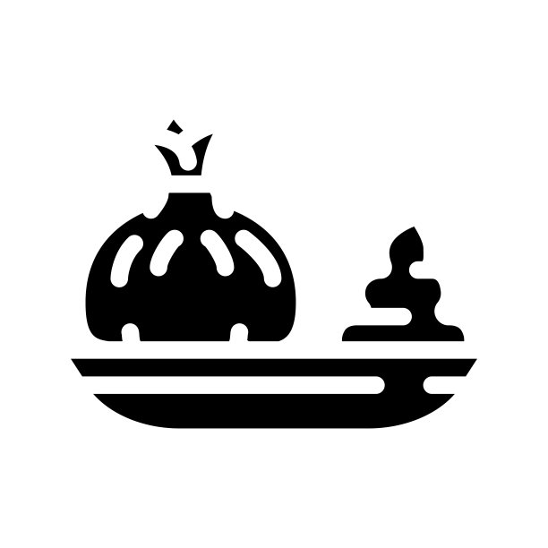 馄饨菜与山葵字形图标矢量插图图片下载