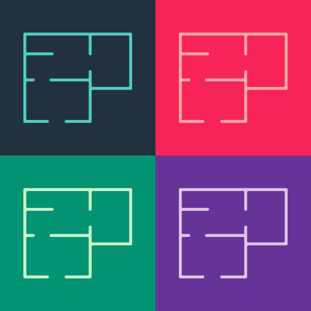 波普艺术屋计划图标孤立的颜色图片下载