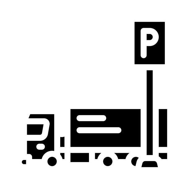 卡车停车字形图标矢量插图图片下载