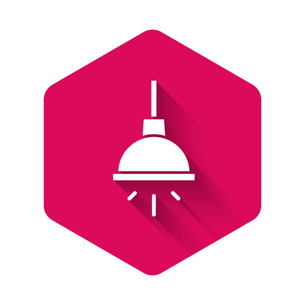 白色吊灯图标孤立与长影子图片下载