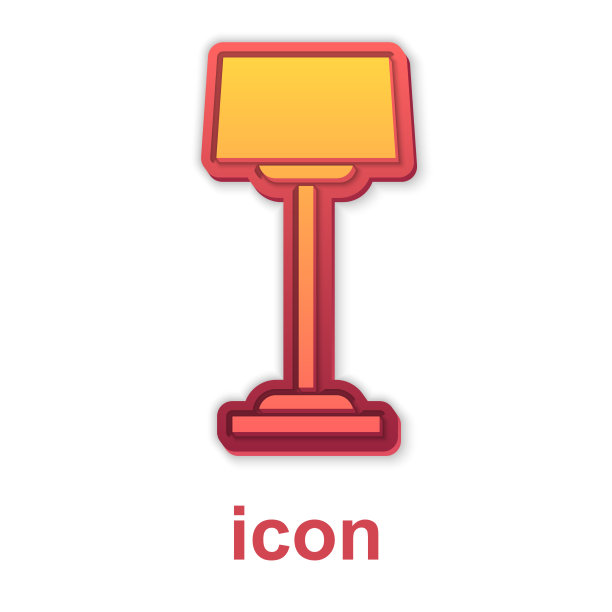 金色落地灯图标孤立在白色背景上图片下载