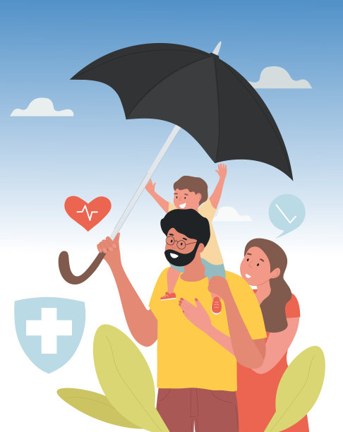 家庭在伞下图片下载