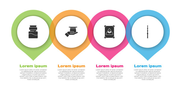 瓶子装药水，魔术师帽子在手，古老的魔法书和魔杖。业务信息模板。向量图片下载