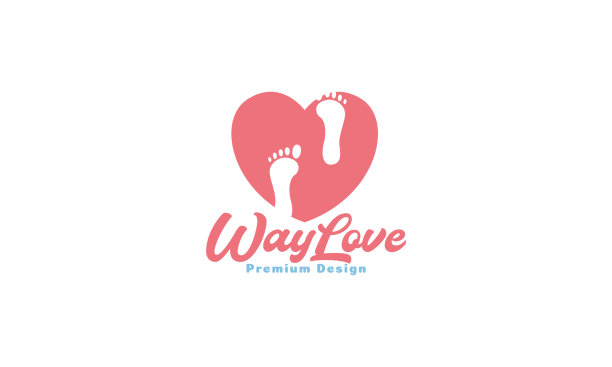 人类的足迹与爱的形状标志符号图标图片下载