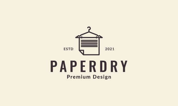 线条纸与衣架标志符号图标设计图片下载