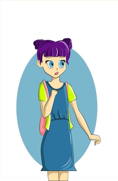 一个紫色头发的女孩很可爱图片下载